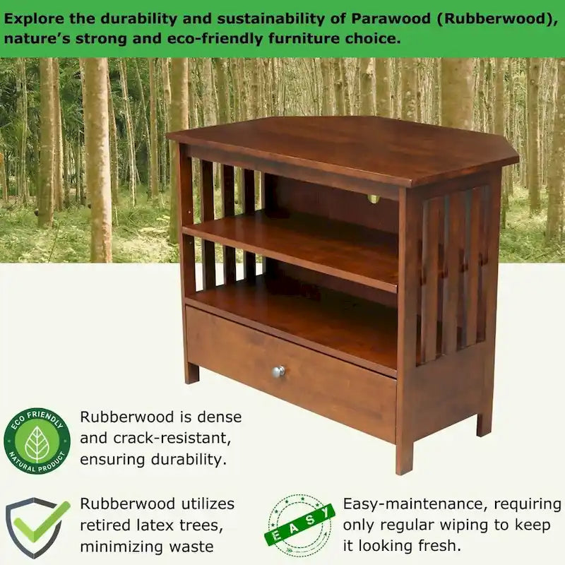 Solid Hardwood Mission Corner TV Stand