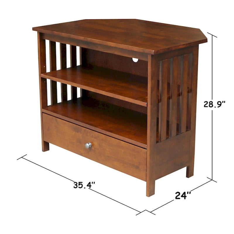 Solid Hardwood Mission Corner TV Stand