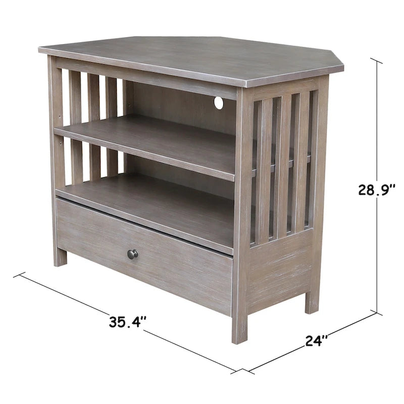 Solid Hardwood Mission Corner TV Stand