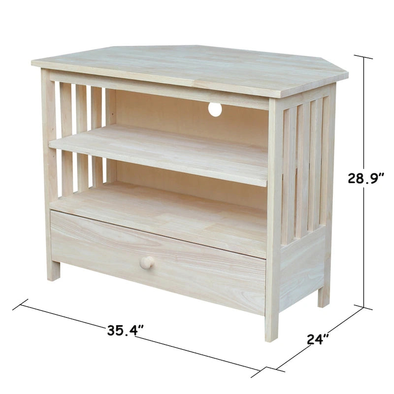 Solid Hardwood Mission Corner TV Stand