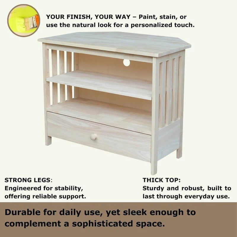 Solid Hardwood Mission Corner TV Stand