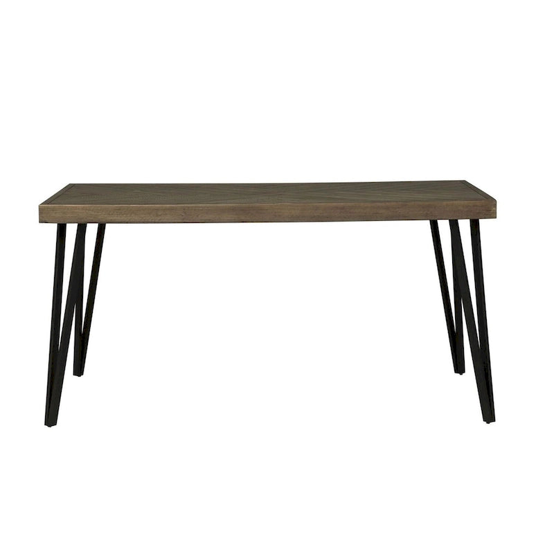 Horizons Rustic Caramel with Sawmark Distressing Rectangular Leg Table - Grey