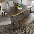 Horizons Rustic Caramel with Sawmark Distressing Rectangular Leg Table - Grey
