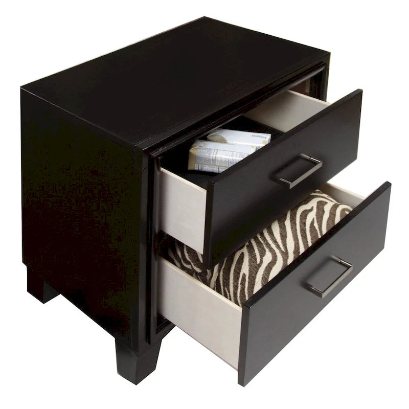 Kema Contemporary Espresso Solid Wood 2-Drawer Nightstand by Furniture of America