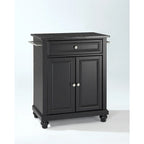 Crosley Cambridge Solid Black Granite Top Portable Kitchen Island in Black Finish - 18d x 31w x 35h