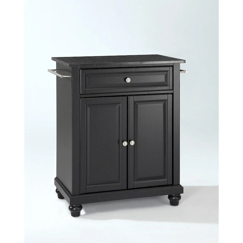 Crosley Cambridge Solid Black Granite Top Portable Kitchen Island in Black Finish - 18d x 31w x 35h