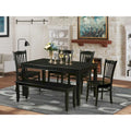 East West Furniture DUGR6-BLK-W 6 Piece Dining Table Set- a Rectangle Kitchen Table and 4 Dining Room Chairs with a Bench, Black