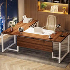 70.8 Inch Executive Desk with File Cabinet Large L Shaped Office Executive Desk Computer Desk