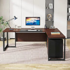 70.8 Inch Executive Desk with File Cabinet Large L Shaped Office Executive Desk Computer Desk