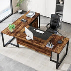 70.8 Inch Executive Desk with File Cabinet Large L Shaped Office Executive Desk Computer Desk