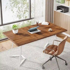 Home Office Computer Desk, White Gold 55 In Faux Marble Executive Desk