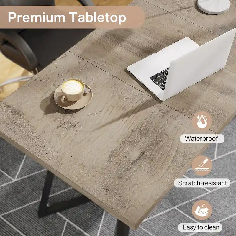 Home Office Computer Desk, White Gold 55 In Faux Marble Executive Desk