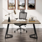 Home Office Computer Desk, White Gold 55 In Faux Marble Executive Desk