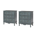 Pallantium Farmhouse 30Tall Distressed 3-Drawer Nightstand With Solid Wood Legs and Adjustable Feet Set Of 2 by HULALA HOME