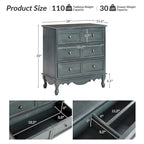 Pallantium Farmhouse 30Tall Distressed 3-Drawer Nightstand With Solid Wood Legs and Adjustable Feet Set Of 2 by HULALA HOME