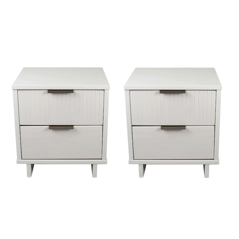 Manhattan Comfort Granville Mid Century Solid Wood 2 Drawer Nightstand Set of 2