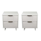 Manhattan Comfort Granville Mid Century Solid Wood 2 Drawer Nightstand Set of 2