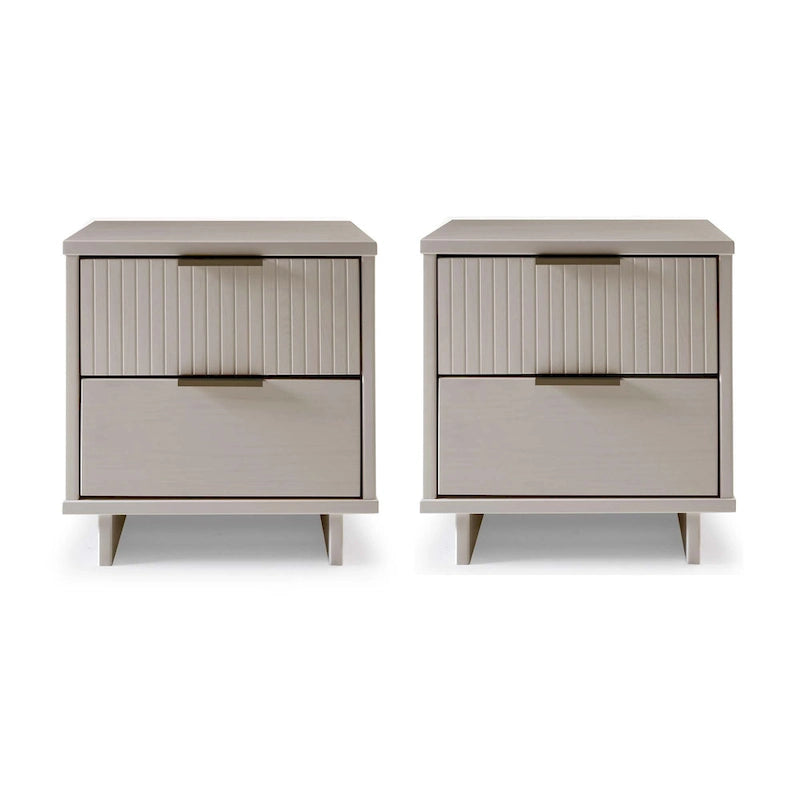 Manhattan Comfort Granville Mid Century Solid Wood 2 Drawer Nightstand Set of 2