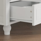 White Bookcase with Glass Doors Display Cabinet Bookshelf Organizer - 70.9Hx36.2W