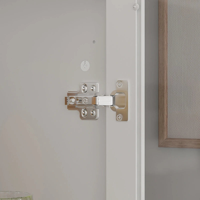 White Bookcase with Glass Doors Display Cabinet Bookshelf Organizer - 70.9Hx36.2W