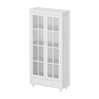 White Bookcase with Glass Doors Display Cabinet Bookshelf Organizer - 70.9Hx36.2W