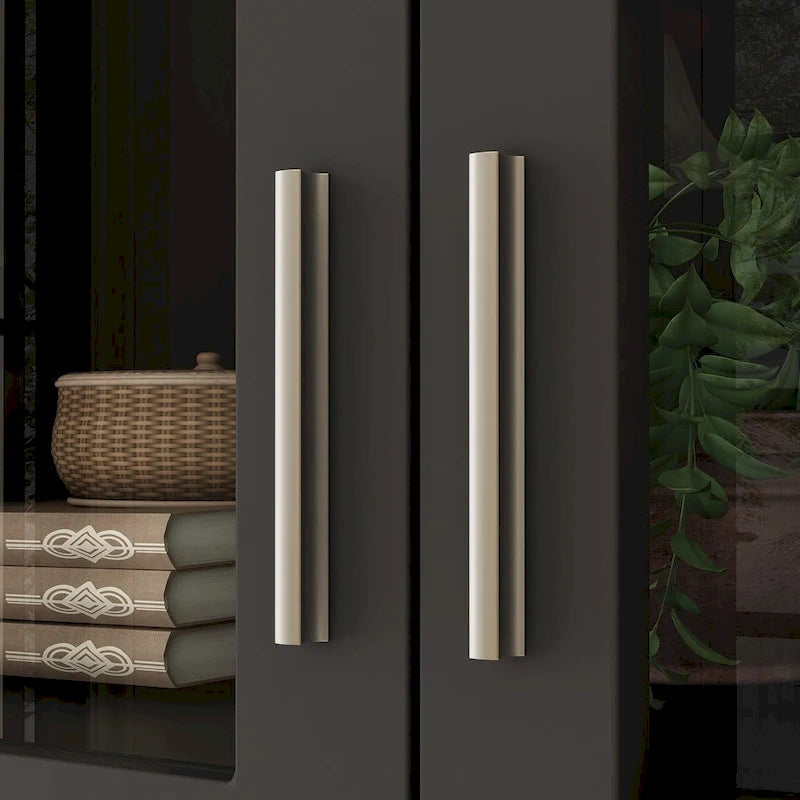 White Bookcase with Glass Doors Display Cabinet Bookshelf Organizer - 70.9Hx36.2W