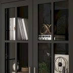 White Bookcase with Glass Doors Display Cabinet Bookshelf Organizer - 70.9Hx36.2W