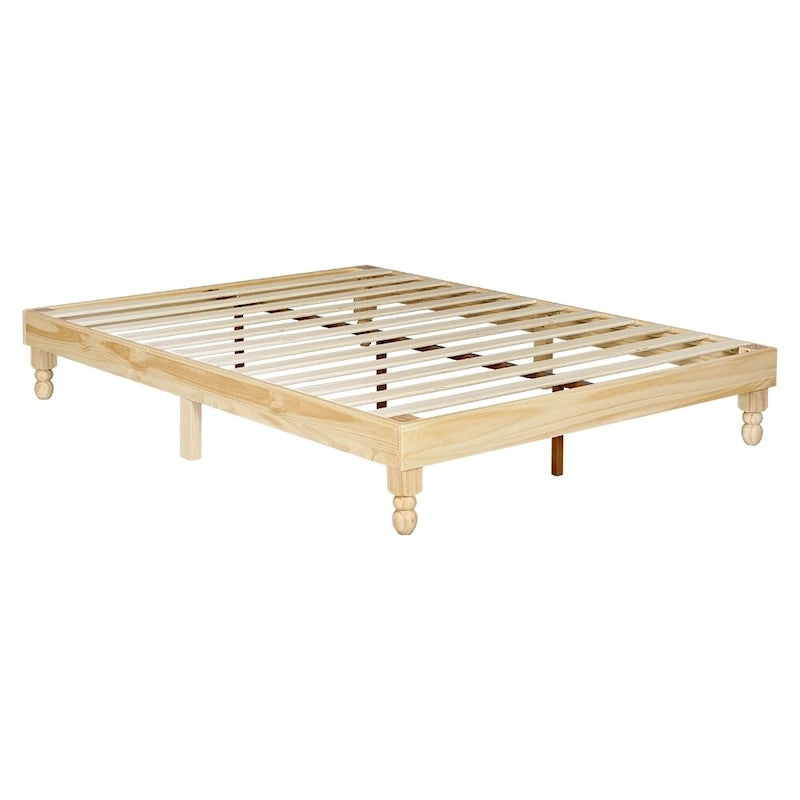 MUSEHOMEINC 12 Inch Wood Bed Frame Elegant Style Eliminates,Natural Finish