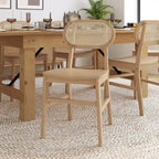 Woven Back Wood Framed Cane Rattan Chairs with Wood Seats - 2 Pack