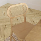 Woven Back Wood Framed Cane Rattan Chairs with Wood Seats - 2 Pack