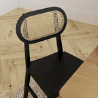 Woven Back Wood Framed Cane Rattan Chairs with Wood Seats - 2 Pack