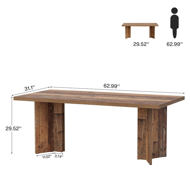 63 Inches Long Kitchen Dinner Table for Dining Room