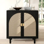 Rattan Storage Accent Cabinet with Doors, Sideboard Buffet Cabinet - 29.53Lx15.75Wx31.5H