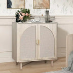 Rattan Storage Accent Cabinet with Doors, Sideboard Buffet Cabinet - 29.53Lx15.75Wx31.5H