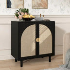 Rattan Storage Accent Cabinet with Doors, Sideboard Buffet Cabinet - 29.53Lx15.75Wx31.5H