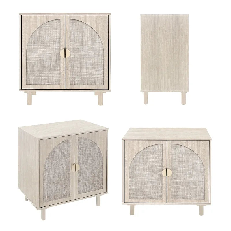 Rattan Storage Accent Cabinet with Doors, Sideboard Buffet Cabinet - 29.53Lx15.75Wx31.5H