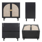 Rattan Storage Accent Cabinet with Doors, Sideboard Buffet Cabinet - 29.53Lx15.75Wx31.5H