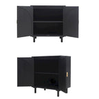 Rattan Storage Accent Cabinet with Doors, Sideboard Buffet Cabinet - 29.53Lx15.75Wx31.5H