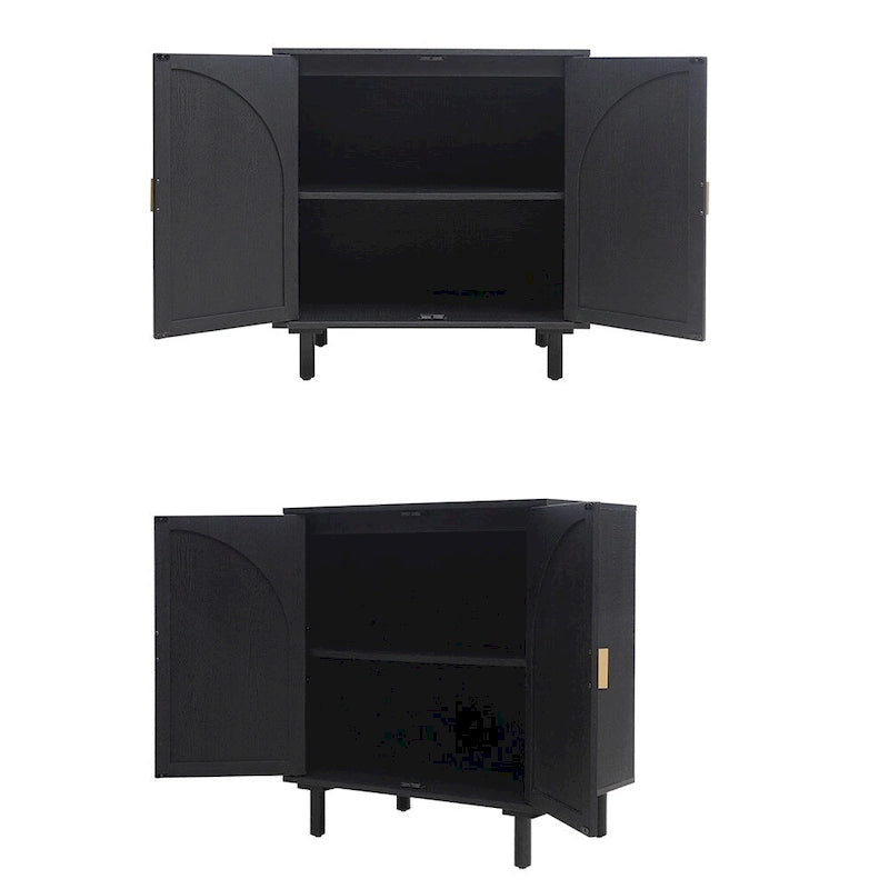 Rattan Storage Accent Cabinet with Doors, Sideboard Buffet Cabinet - 29.53Lx15.75Wx31.5H