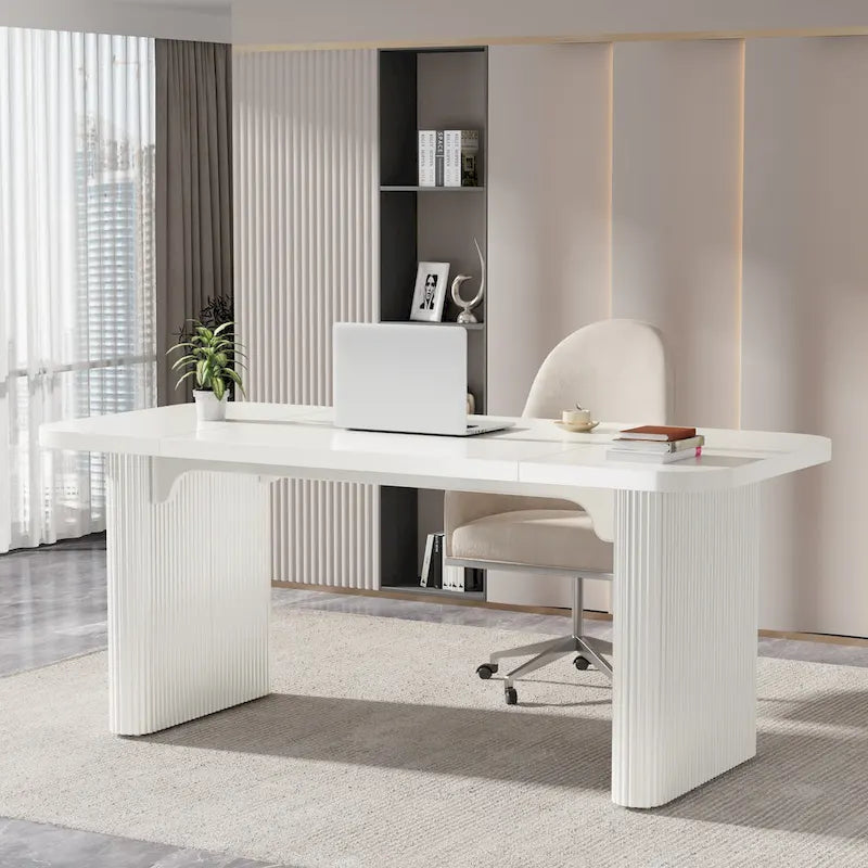 Modern 63 Executive Computer Desk for Home Office, Simple Rectangular Writing Table for Study Room Bedroom