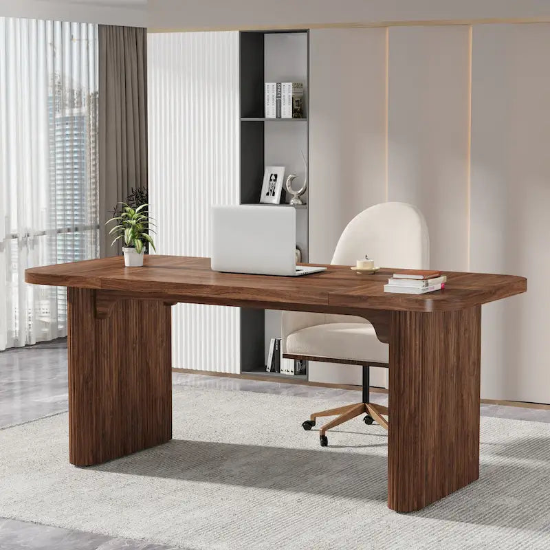 Modern 63 Executive Computer Desk for Home Office, Simple Rectangular Writing Table for Study Room Bedroom