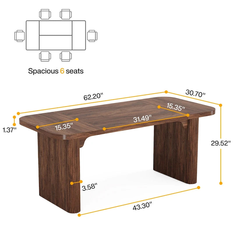 Modern 63 Executive Computer Desk for Home Office, Simple Rectangular Writing Table for Study Room Bedroom