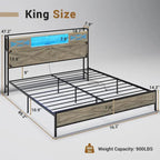 Farmhouse Bed Frame Storage Headboard Sliding Barn Door