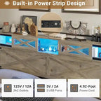 Farmhouse Bed Frame Storage Headboard Sliding Barn Door