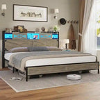 Farmhouse Bed Frame Storage Headboard Sliding Barn Door