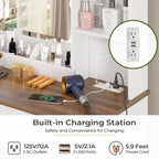 Makeup Vanity Desk with Large Hollywood Mirrors and Lights Bulb