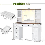 Makeup Vanity Desk with Large Hollywood Mirrors and Lights Bulb