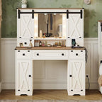 Makeup Vanity Desk with Large Hollywood Mirrors and Lights Bulb