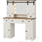 Makeup Vanity Desk with Large Hollywood Mirrors and Lights Bulb