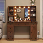 Makeup Vanity Desk with Large Hollywood Mirrors and Lights Bulb